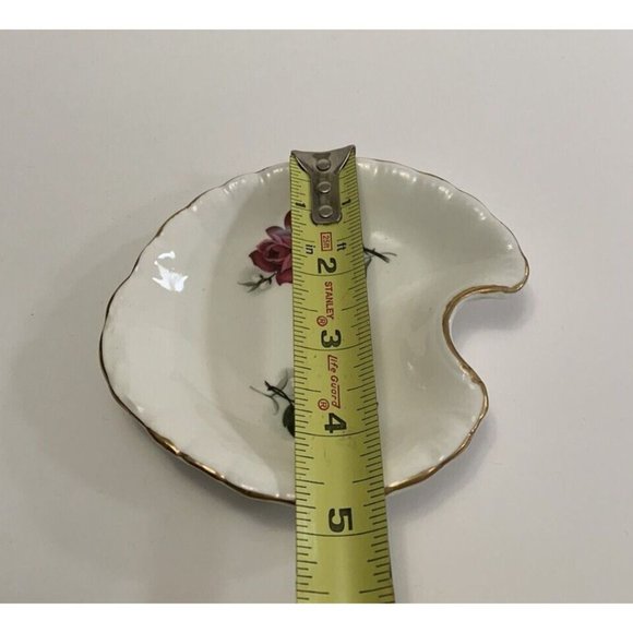 Royal Dover China Bone China England Vintage Trinket Dish Two Roses Gold Trim - Picture 7 of 10